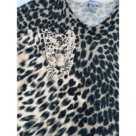 Designers Originals Leopard Print V-Neck Sweater Size 1X - Picture 2 of 6